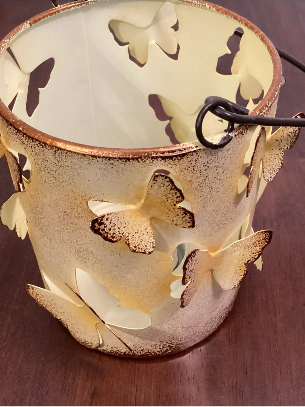 Butterfly Cutout Metal Lantern - Yellow